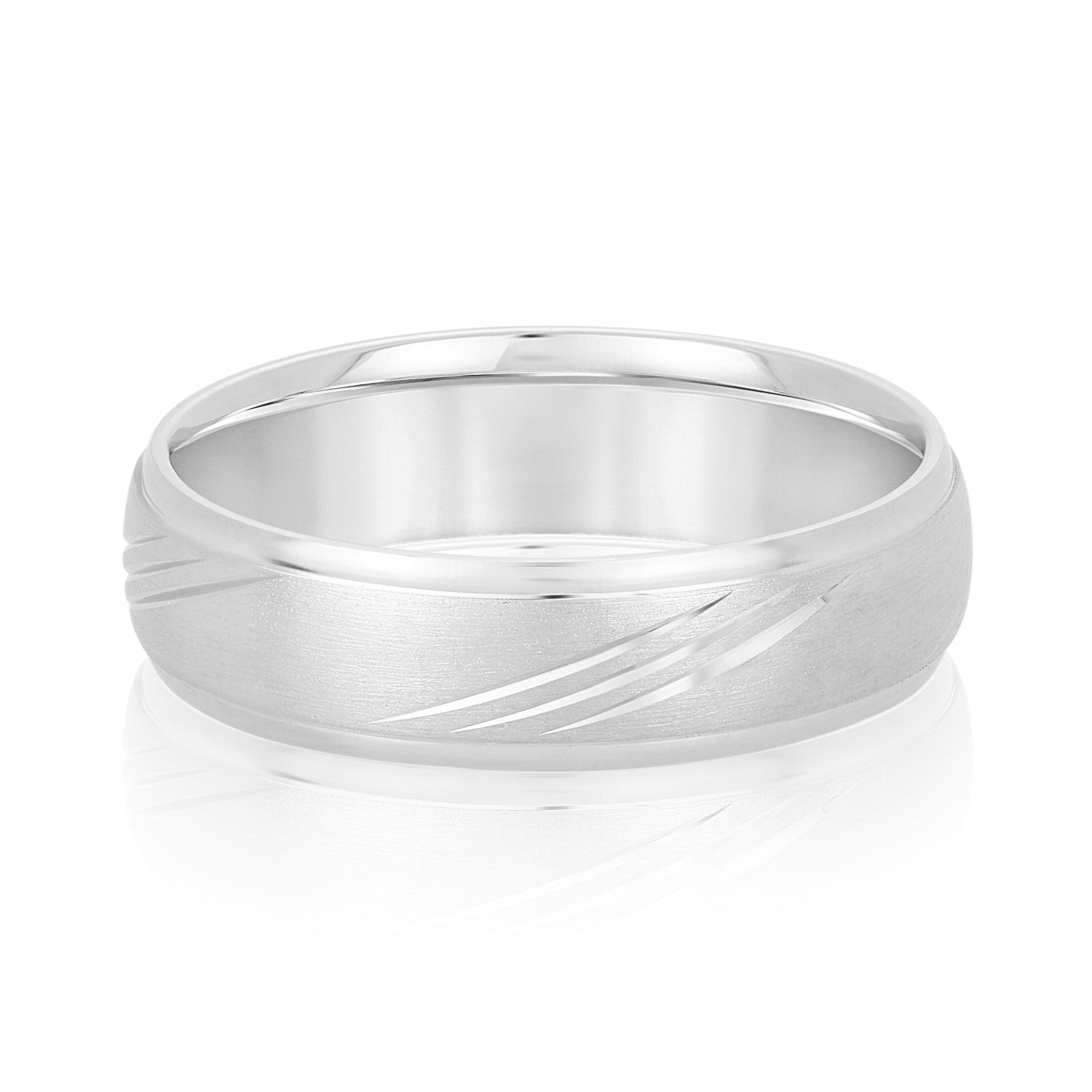 Men's Domed and Scratch Textured Wedding Band-VIRABYANI